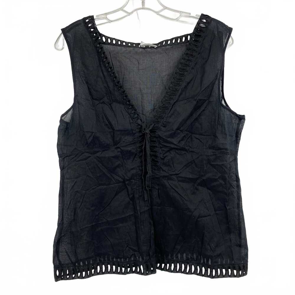 Philosophy by Alberta Ferretti Black Sheer Eyelet Tank Top | OS